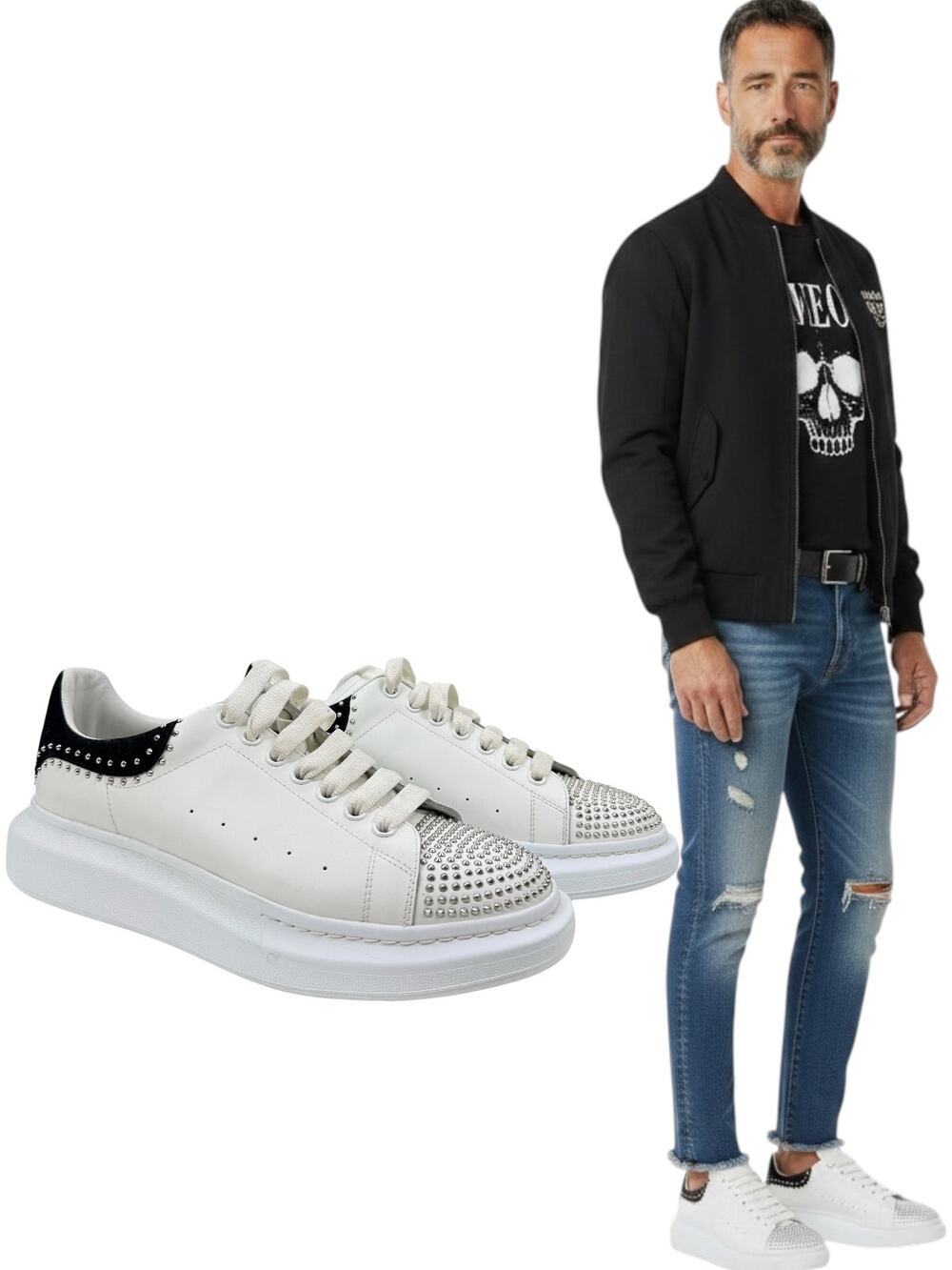 Alexander Mcqueen SSense Exclusive Oversized Studded Sneakers White Size 44